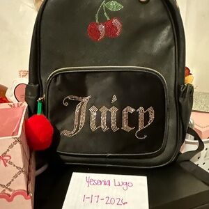 Juicy Couture Black Backpack with Cherry Accent